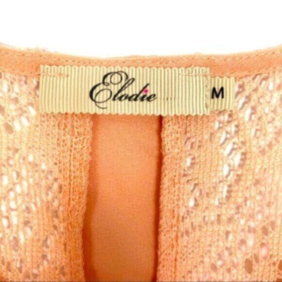 Elodie by Anthropologie | Peach Sleeveless Lace Tank Top Size Medium - Picture 6 of 7